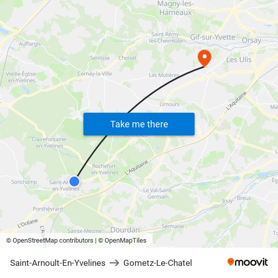 Saint-Arnoult-En-Yvelines to Gometz-Le-Chatel map