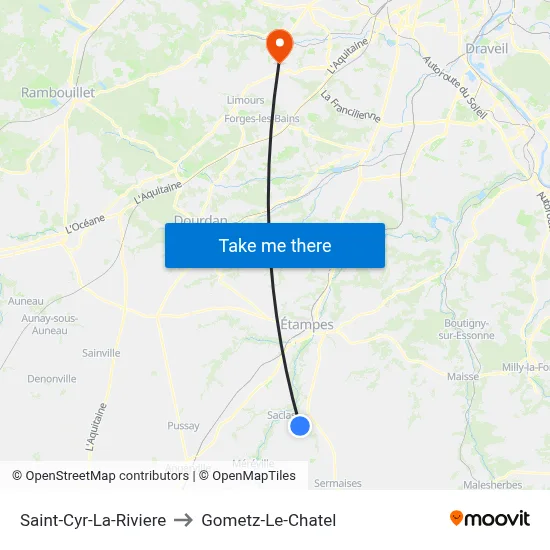 Saint-Cyr-La-Riviere to Gometz-Le-Chatel map