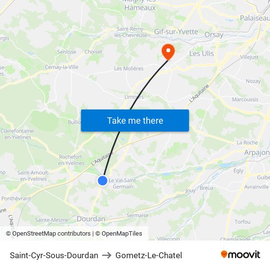 Saint-Cyr-Sous-Dourdan to Gometz-Le-Chatel map