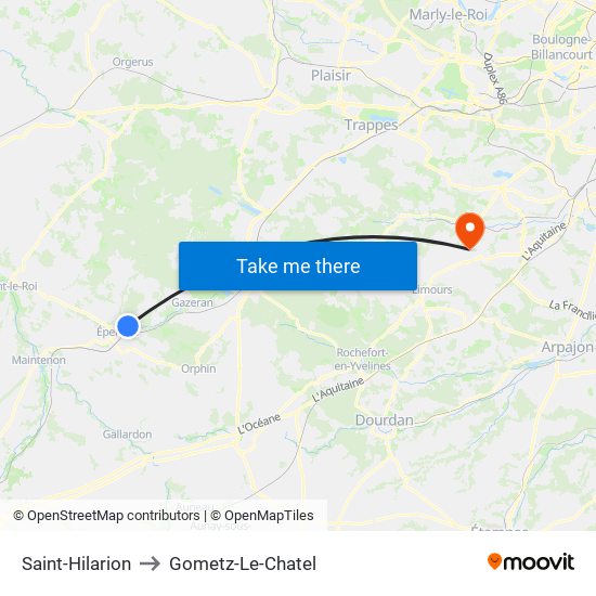 Saint-Hilarion to Gometz-Le-Chatel map