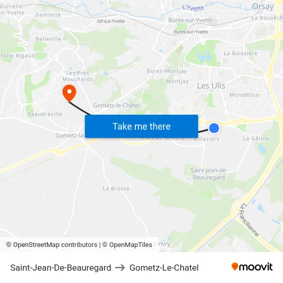 Saint-Jean-De-Beauregard to Gometz-Le-Chatel map