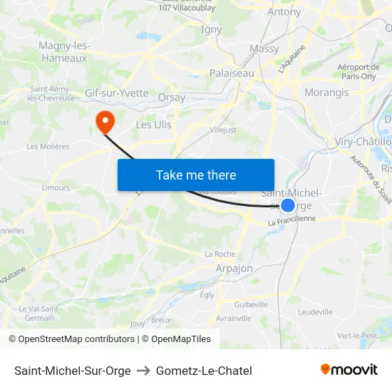 Saint-Michel-Sur-Orge to Gometz-Le-Chatel map