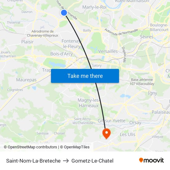 Saint-Nom-La-Breteche to Gometz-Le-Chatel map