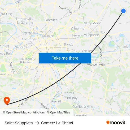 Saint-Soupplets to Gometz-Le-Chatel map