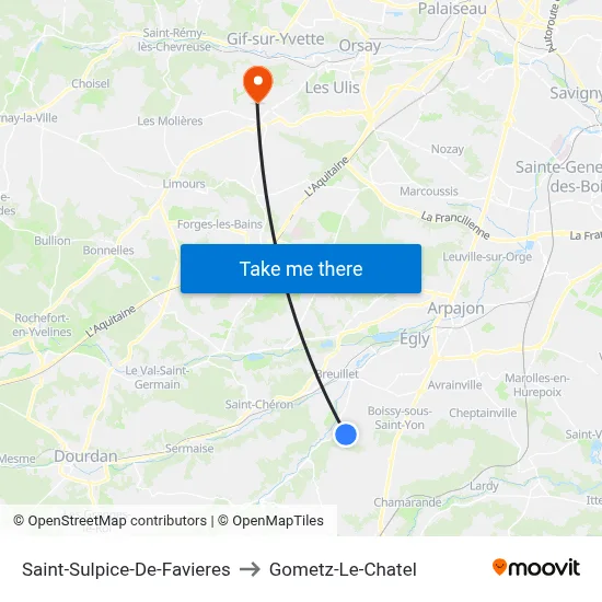 Saint-Sulpice-De-Favieres to Gometz-Le-Chatel map
