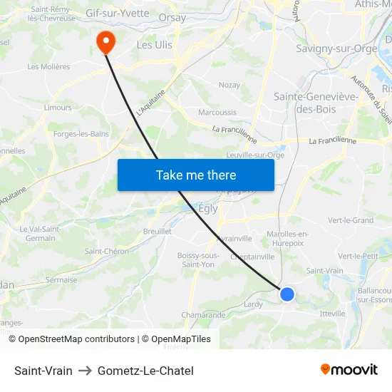 Saint-Vrain to Gometz-Le-Chatel map