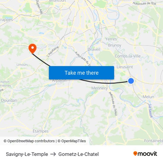 Savigny-Le-Temple to Gometz-Le-Chatel map