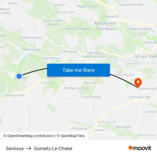 Senlisse to Gometz-Le-Chatel map