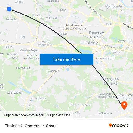 Thoiry to Gometz-Le-Chatel map