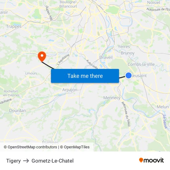 Tigery to Gometz-Le-Chatel map