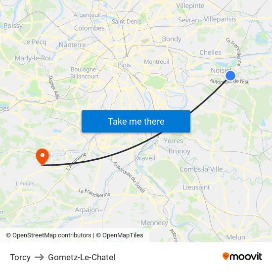 Torcy to Gometz-Le-Chatel map