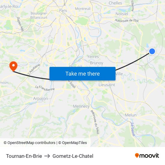 Tournan-En-Brie to Gometz-Le-Chatel map