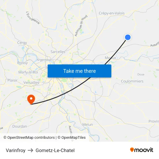 Varinfroy to Gometz-Le-Chatel map