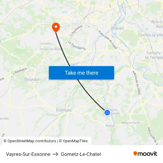 Vayres-Sur-Essonne to Gometz-Le-Chatel map