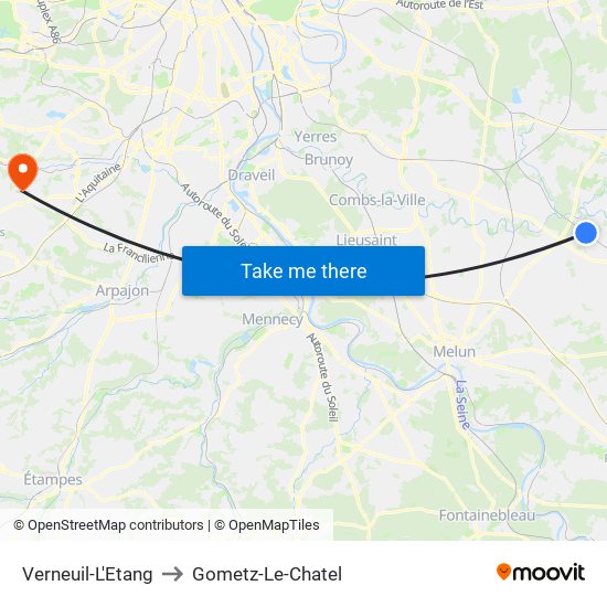 Verneuil-L'Etang to Gometz-Le-Chatel map