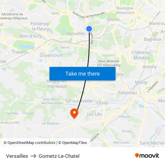 Versailles to Gometz-Le-Chatel map