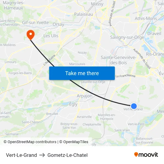Vert-Le-Grand to Gometz-Le-Chatel map