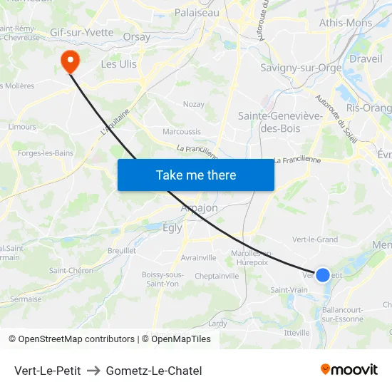Vert-Le-Petit to Gometz-Le-Chatel map