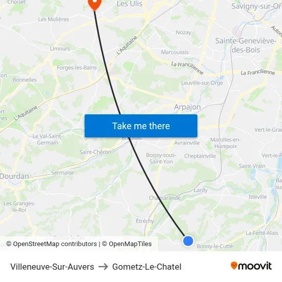 Villeneuve-Sur-Auvers to Gometz-Le-Chatel map