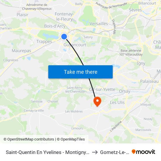 Saint-Quentin En Yvelines - Montigny-Le-Bretonneux to Gometz-Le-Chatel map