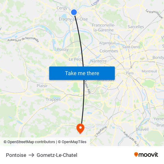 Pontoise to Gometz-Le-Chatel map