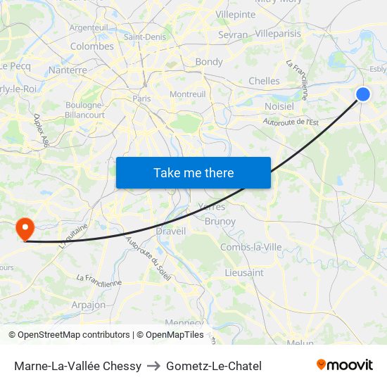 Marne-La-Vallée Chessy to Gometz-Le-Chatel map