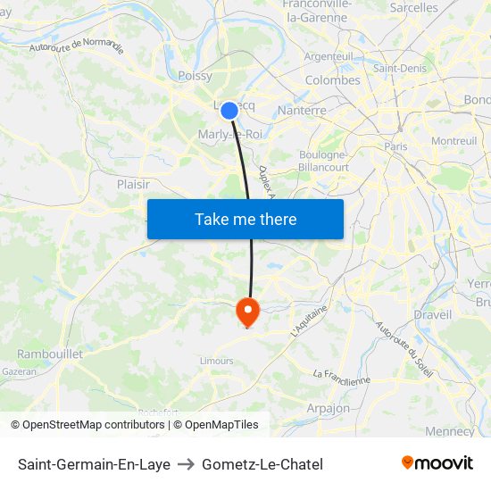 Saint-Germain-En-Laye to Gometz-Le-Chatel map