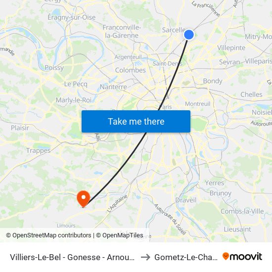 Villiers-Le-Bel - Gonesse - Arnouville to Gometz-Le-Chatel map
