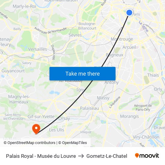 Palais Royal - Musée du Louvre to Gometz-Le-Chatel map