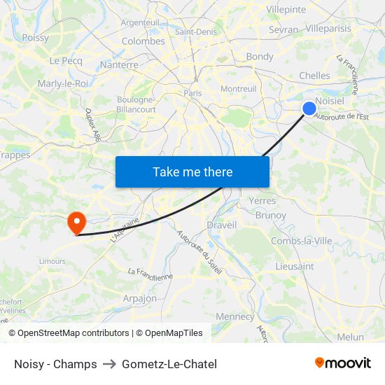 Noisy - Champs to Gometz-Le-Chatel map