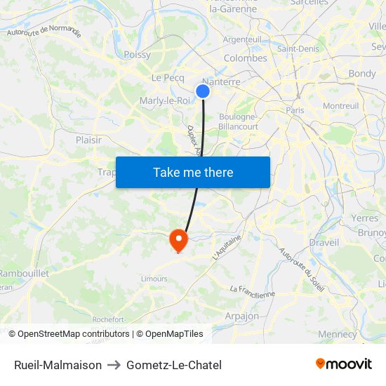 Rueil-Malmaison to Gometz-Le-Chatel map