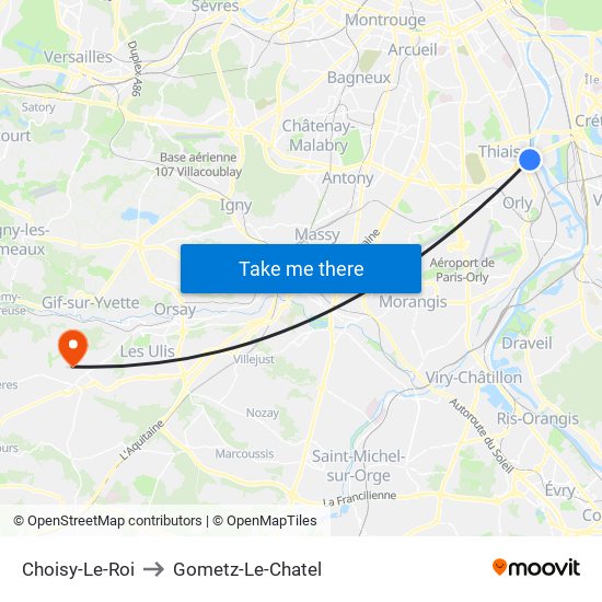 Choisy-Le-Roi to Gometz-Le-Chatel map