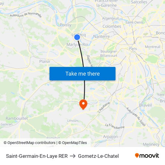 Saint-Germain-En-Laye RER to Gometz-Le-Chatel map
