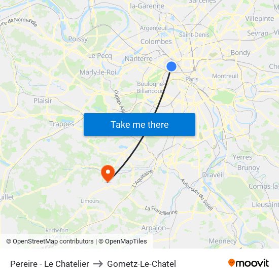 Pereire - Le Chatelier to Gometz-Le-Chatel map