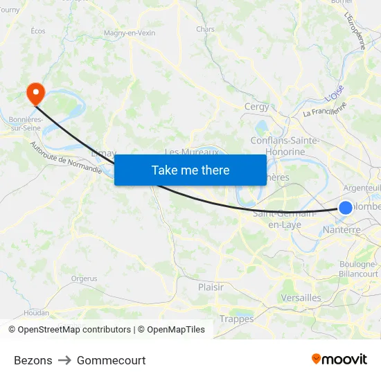 Bezons to Gommecourt map