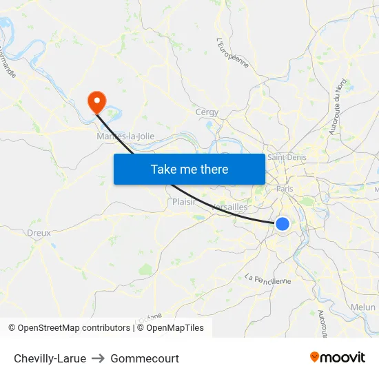 Chevilly-Larue to Gommecourt map
