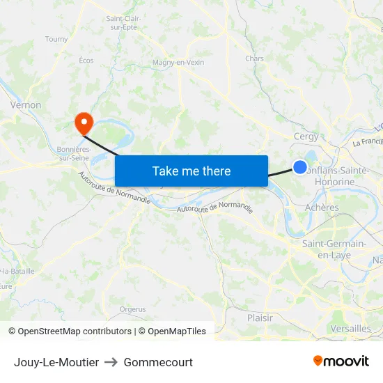 Jouy-Le-Moutier to Gommecourt map