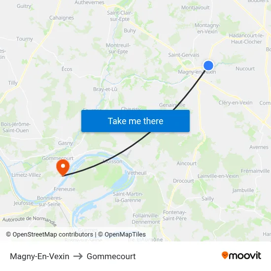 Magny-En-Vexin to Gommecourt map
