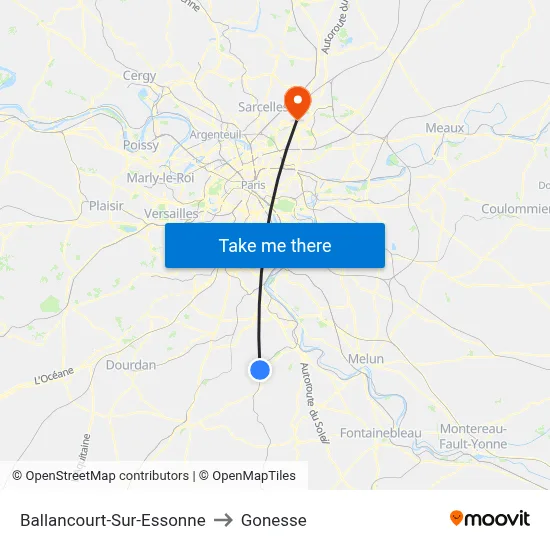 Ballancourt-Sur-Essonne to Gonesse map