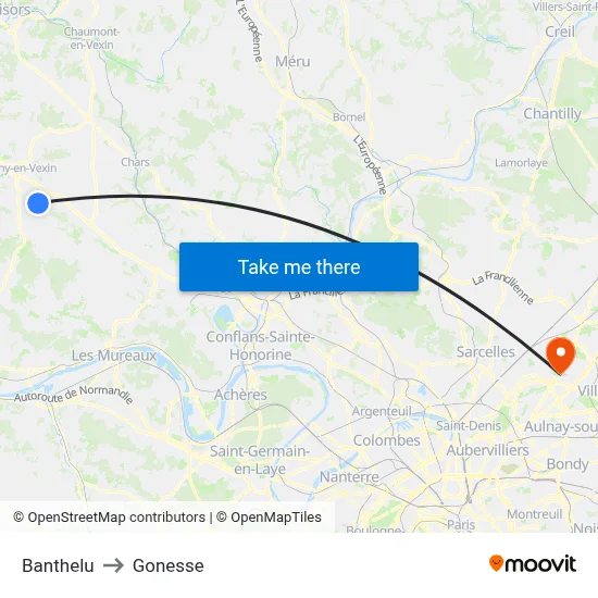 Banthelu to Gonesse map