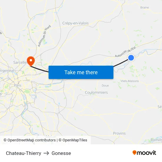 Chateau-Thierry to Gonesse map
