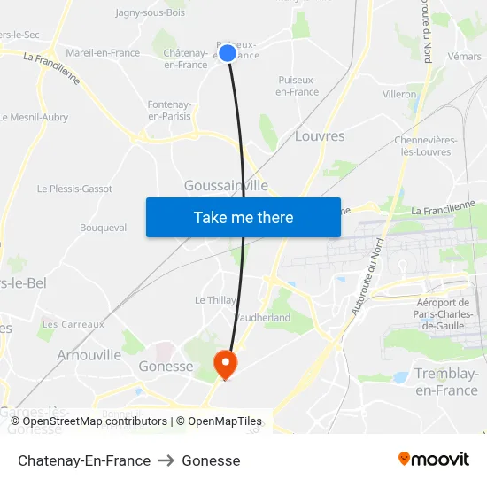 Chatenay-En-France to Gonesse map