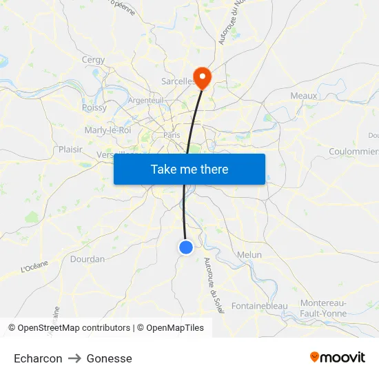 Echarcon to Gonesse map