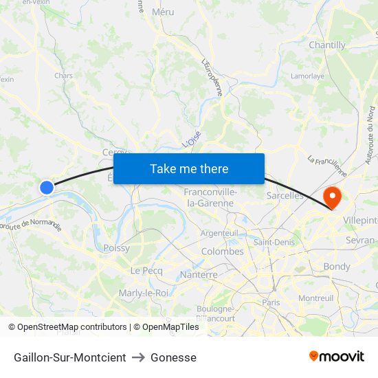 Gaillon-Sur-Montcient to Gonesse map