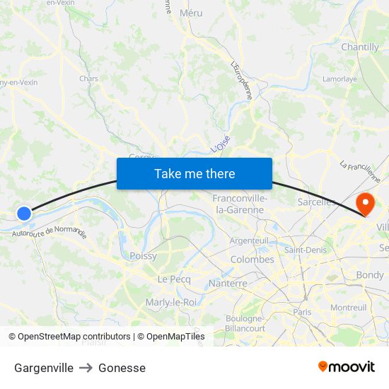 Gargenville to Gonesse map