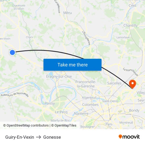 Guiry-En-Vexin to Gonesse map