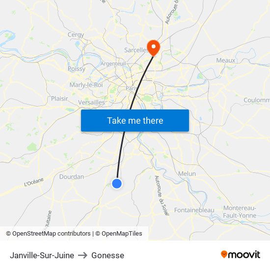 Janville-Sur-Juine to Gonesse map