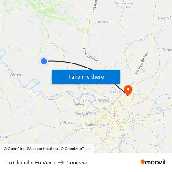 La Chapelle-En-Vexin to Gonesse map