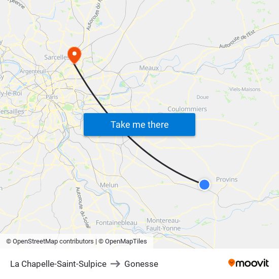 La Chapelle-Saint-Sulpice to Gonesse map