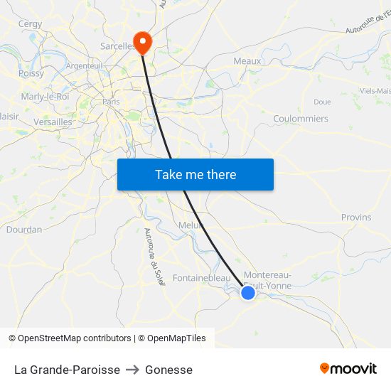 La Grande-Paroisse to Gonesse map